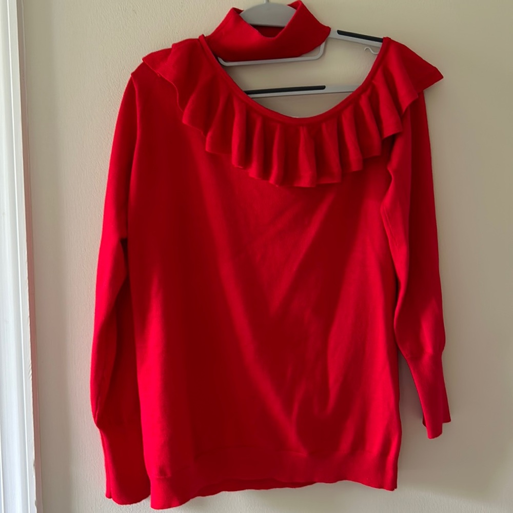 NWT Cyrus Red Ruffle Sweater